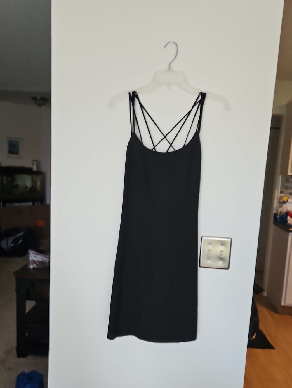 Moda Mini Black Satin Slip Dress with Thin Straps